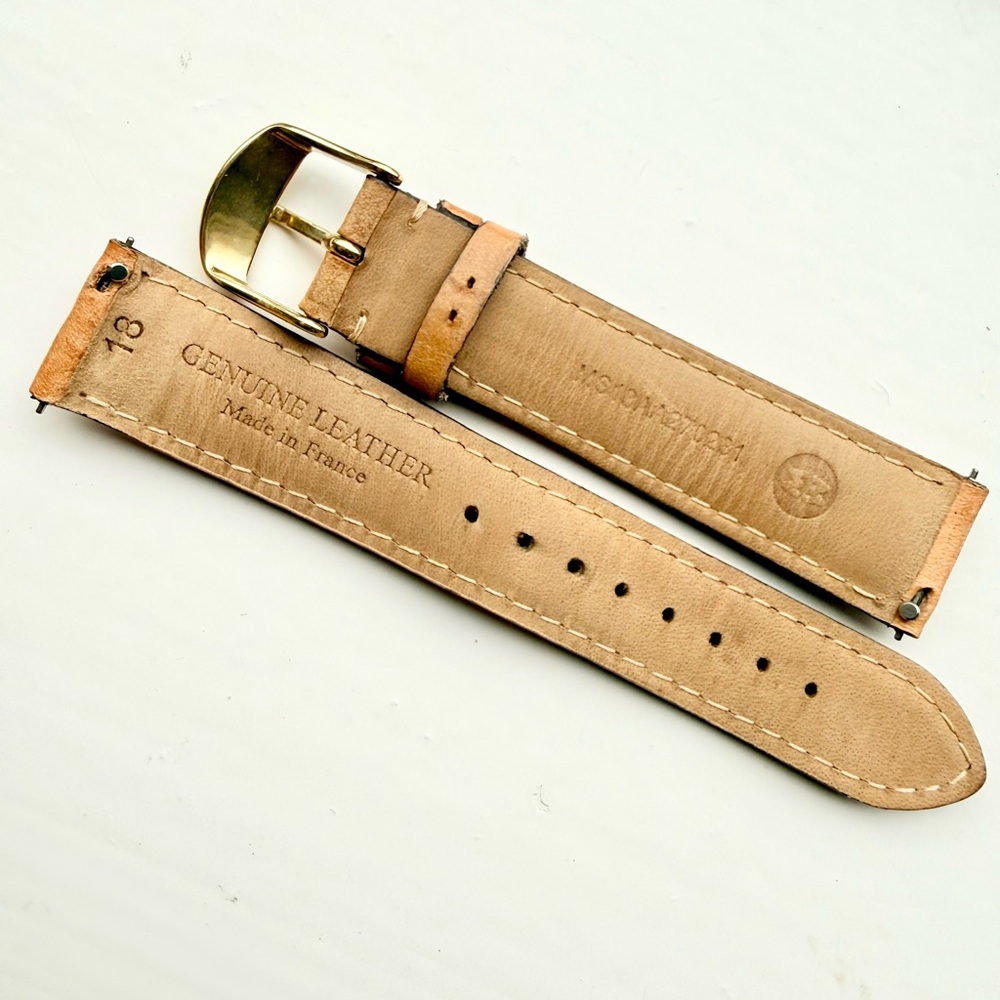 Michele Tan Leather Watch Strap with Gold Buckle - Picture 2 of 3